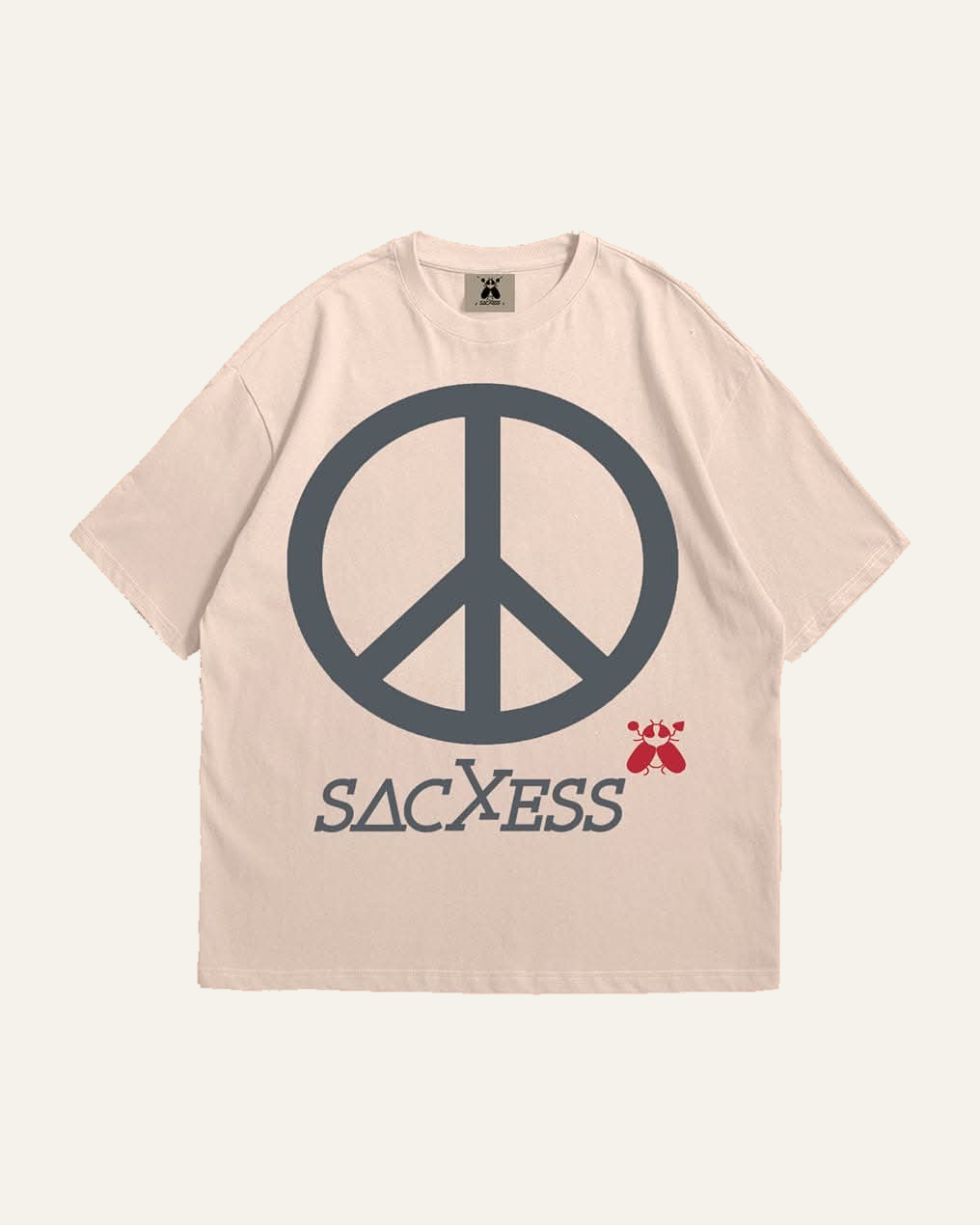 SACXESS Peace V2 Tee in Light, front view.