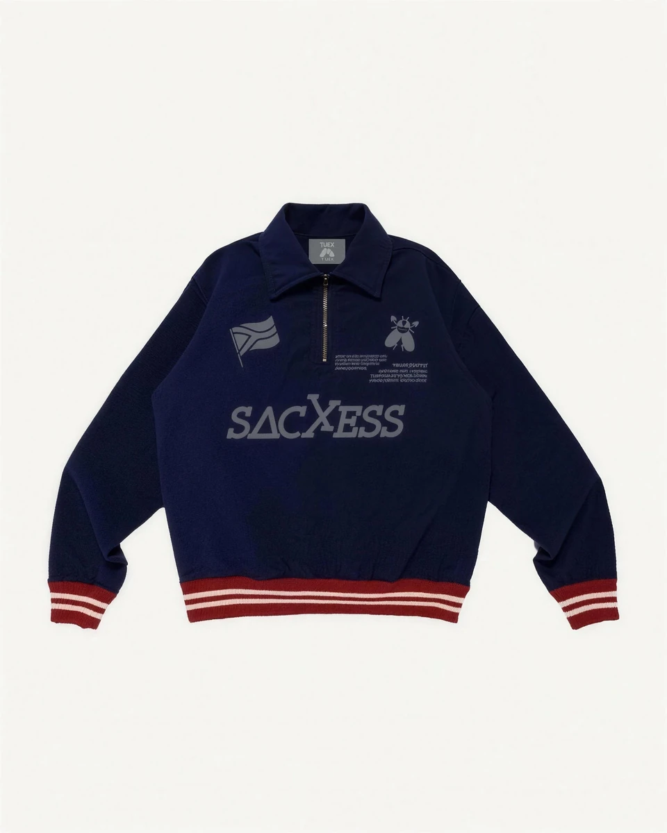 SACXESS Half Zip Fleece Sweater in Navy.